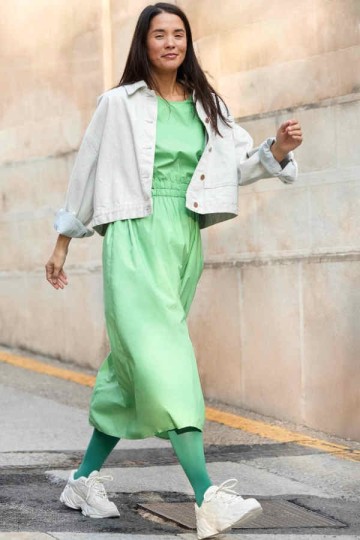 Klasse 1 Schenkelstrumpf von Bauerfeind, VenoTrain micro AG in Irish Green