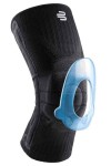 Sports Knee Support von Bauerfeind in All Black mit Ringpelotte um die Patella, Kniescheibe