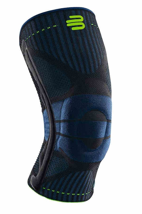 Sports Knee Support von Bauerfeind in schwarz mit blauen Elementen
