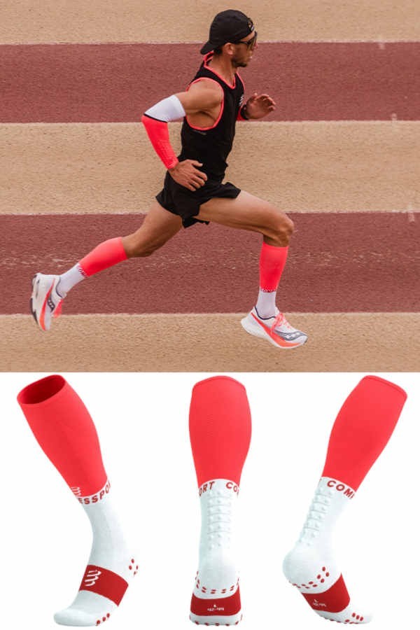 Full Socks Oxygen Compressport High End Laufsocken für den Wettkampf, rot