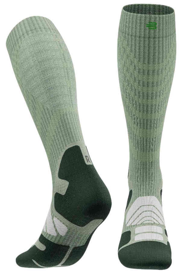 Merino Wandersocken mit gepolsterter Sohle in herbal green