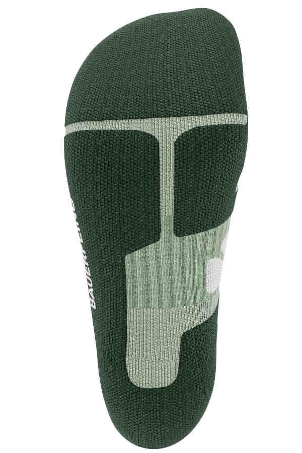 Detail Sohlenpolster und Struktur gegen Blasen beim Wandern, herbal green
