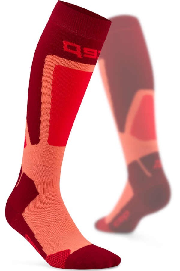CEP Ski Thermo Compression Socks in coral red