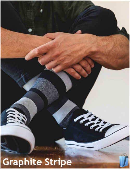 Sigvaris Microfiber Schades Stützsocken für Herren mit hellen Linien, Graphite Stripe