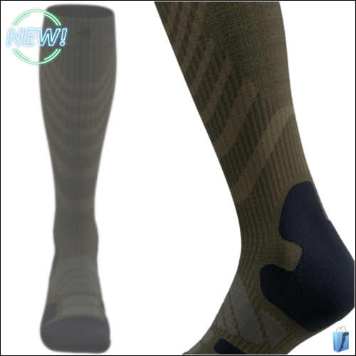 Outdoor Merino Compression Socks Tall for men in Moss Green