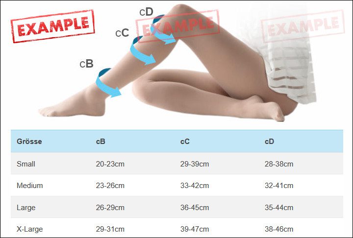 Beispiel Grössentabelle mit Umfangmassen