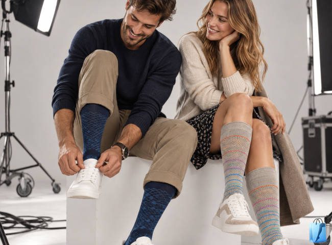 Federleichte Merinosocken für einen urbanen Style - Fotoshooting
